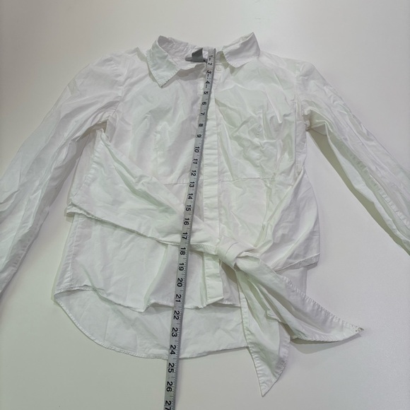H&M White Button Down Shirt with Tie belt - Picture 3 of 10
